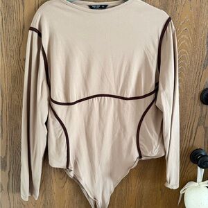 SHEIN Beige Long Sleeve Bodysuit